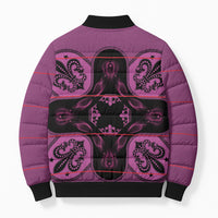 Bafokeng Rabbit Crown Palesa ea kharanium Bomber Puffer Jacket Pink Seanamarena Basotho Blanket Inspired