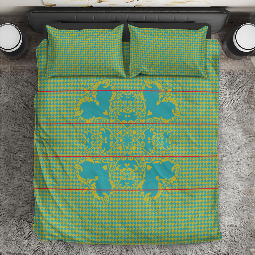 Green Hearts Crown Traditional Geometry Bedding Set Seanamarena Basotho Blanket Inspired
