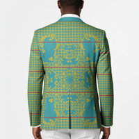 Green Hearts Crown Traditional Geometry Blazer Seanamarena Basotho Blanket Inspired