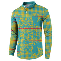 Green Hearts Crown Traditional Geometry Button Sweatshirt Seanamarena Basotho Blanket Inspired