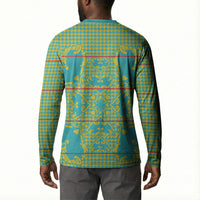 Green Hearts Crown Traditional Geometry Button Sweatshirt Seanamarena Basotho Blanket Inspired