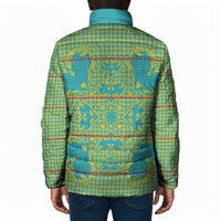 Green Hearts Crown Traditional Geometry Padded Jacket Seanamarena Basotho Blanket Inspired