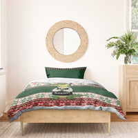 Funny Christmas Alligator Santa Bedding Set Knitted Pattern - Wonder Print Shop