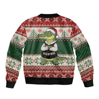 Funny Christmas Alligator Santa Bomber Jacket Knitted Pattern - Wonder Print Shop