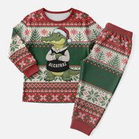 Funny Christmas Alligator Santa Christmas Pajama Set Knitted Pattern - Wonder Print Shop