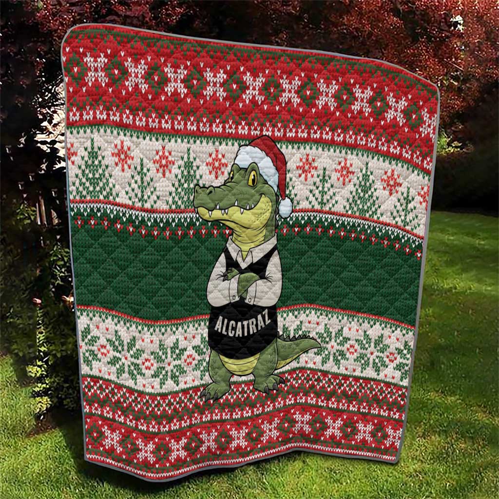 Funny Christmas Alligator Santa Quilt Knitted Pattern - Wonder Print Shop