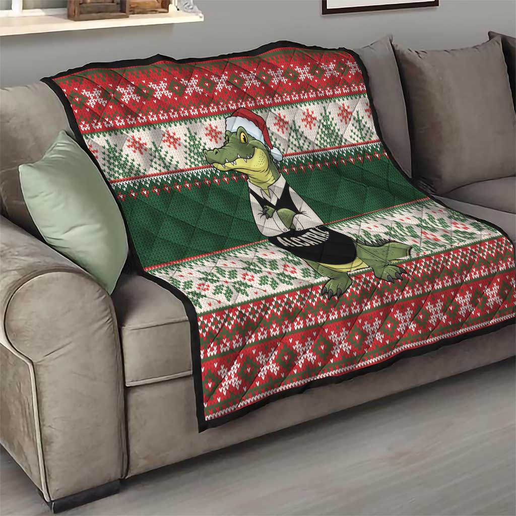 Funny Christmas Alligator Santa Quilt Knitted Pattern - Wonder Print Shop