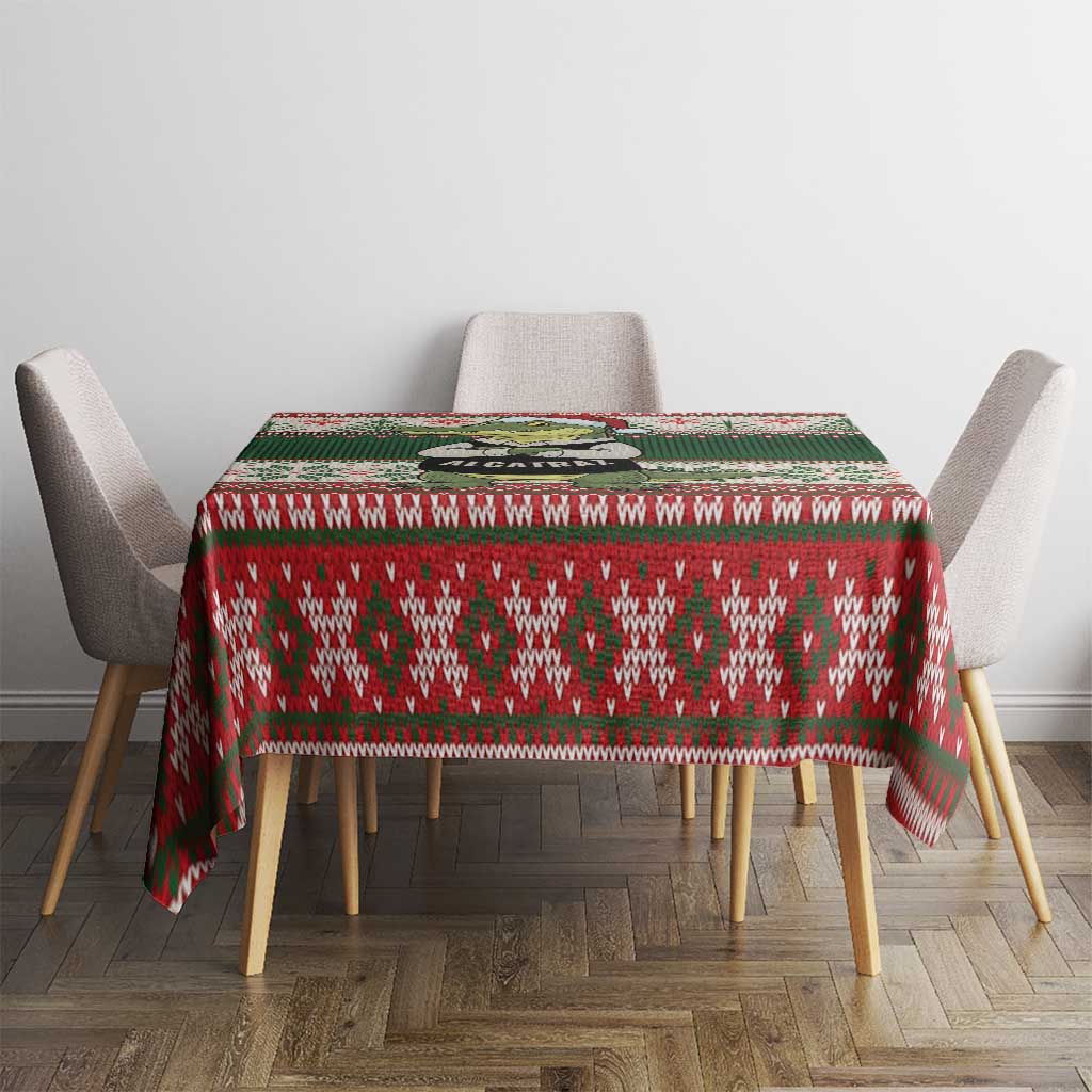 Funny Christmas Alligator Santa Tablecloth Knitted Pattern - Wonder Print Shop