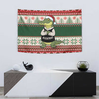 Funny Christmas Alligator Santa Tapestry Knitted Pattern - Wonder Print Shop