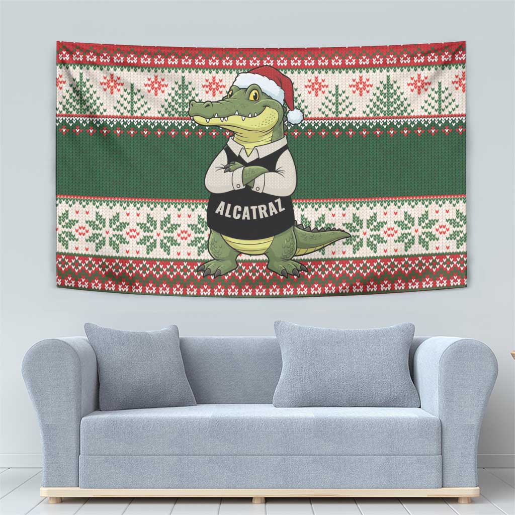 Funny Christmas Alligator Santa Tapestry Knitted Pattern - Wonder Print Shop