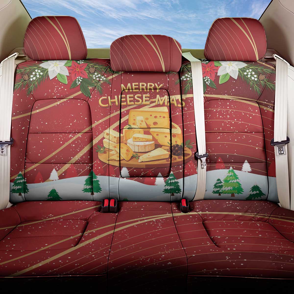 Merry Cheesemas Back Car Seat Cover Switzerland Frohe Weihnachten LT9 - Wonder Print Shop