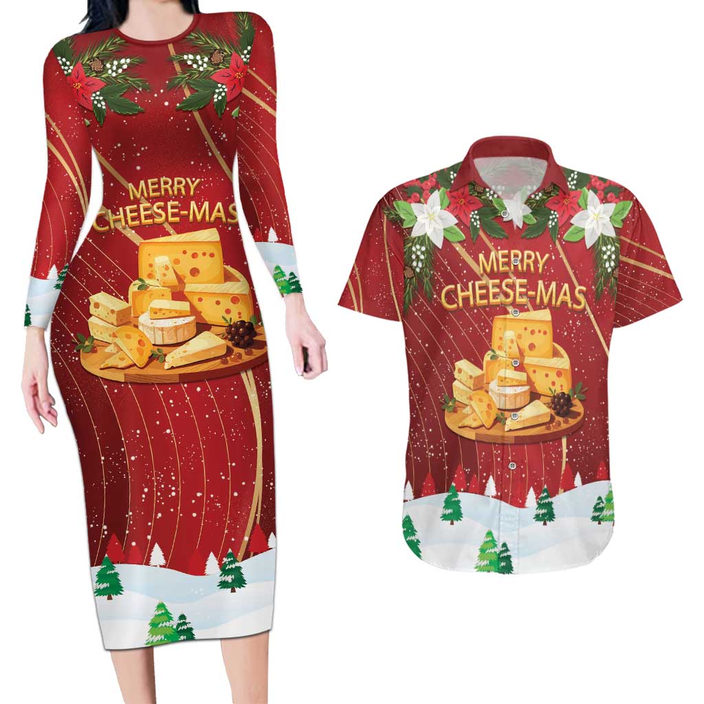 Merry Cheesemas Couples Matching Long Sleeve Bodycon Dress and Hawaiian Shirt Switzerland Frohe Weihnachten LT9 - Wonder Print Shop