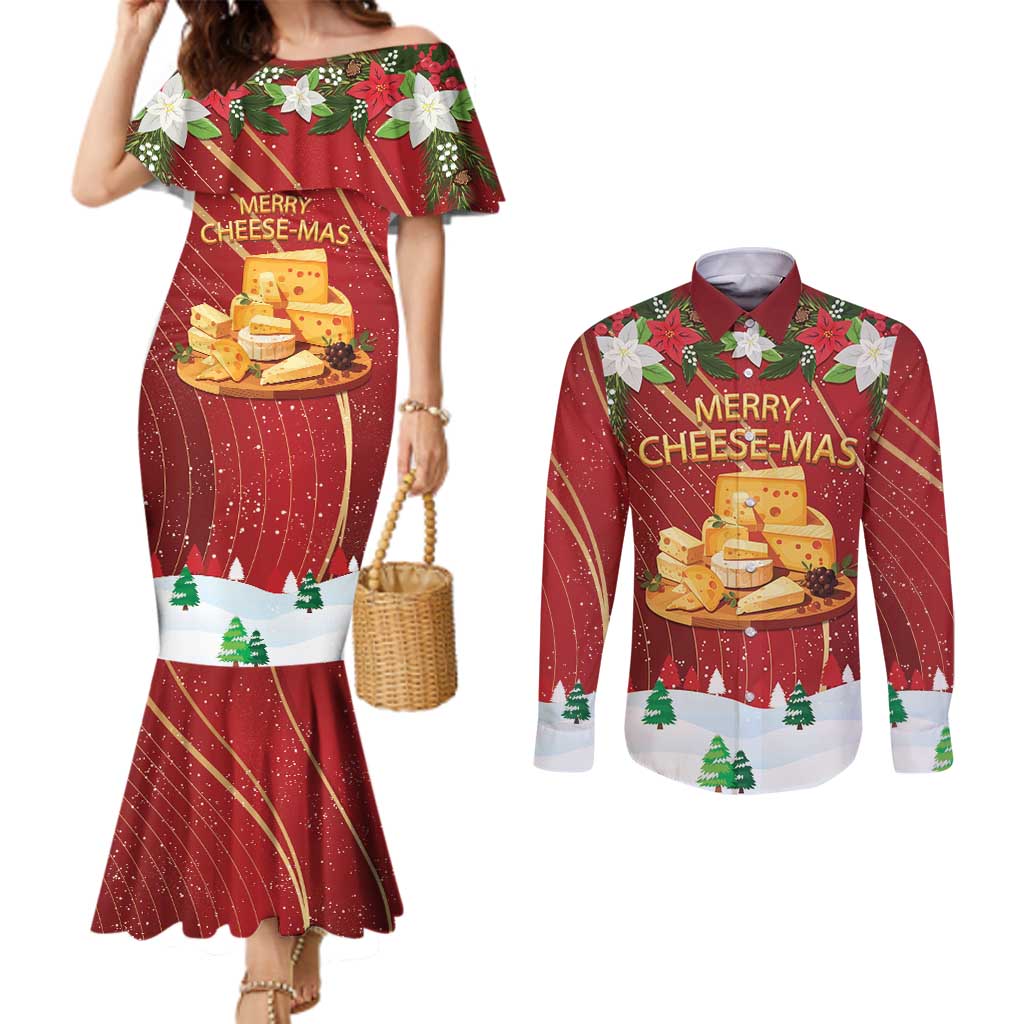 Merry Cheesemas Couples Matching Mermaid Dress and Long Sleeve Button Shirt Switzerland Frohe Weihnachten