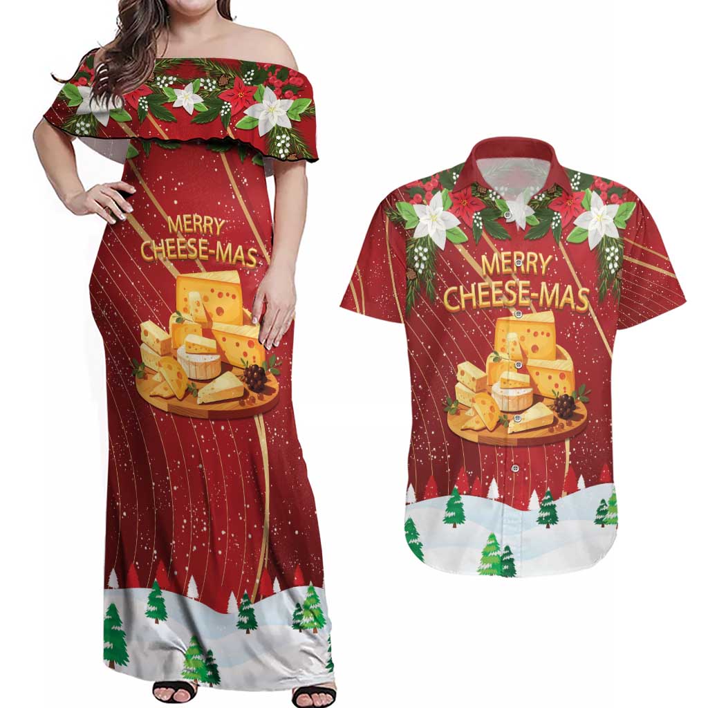 Merry Cheesemas Couples Matching Off Shoulder Maxi Dress and Hawaiian Shirt Switzerland Frohe Weihnachten LT9 - Wonder Print Shop