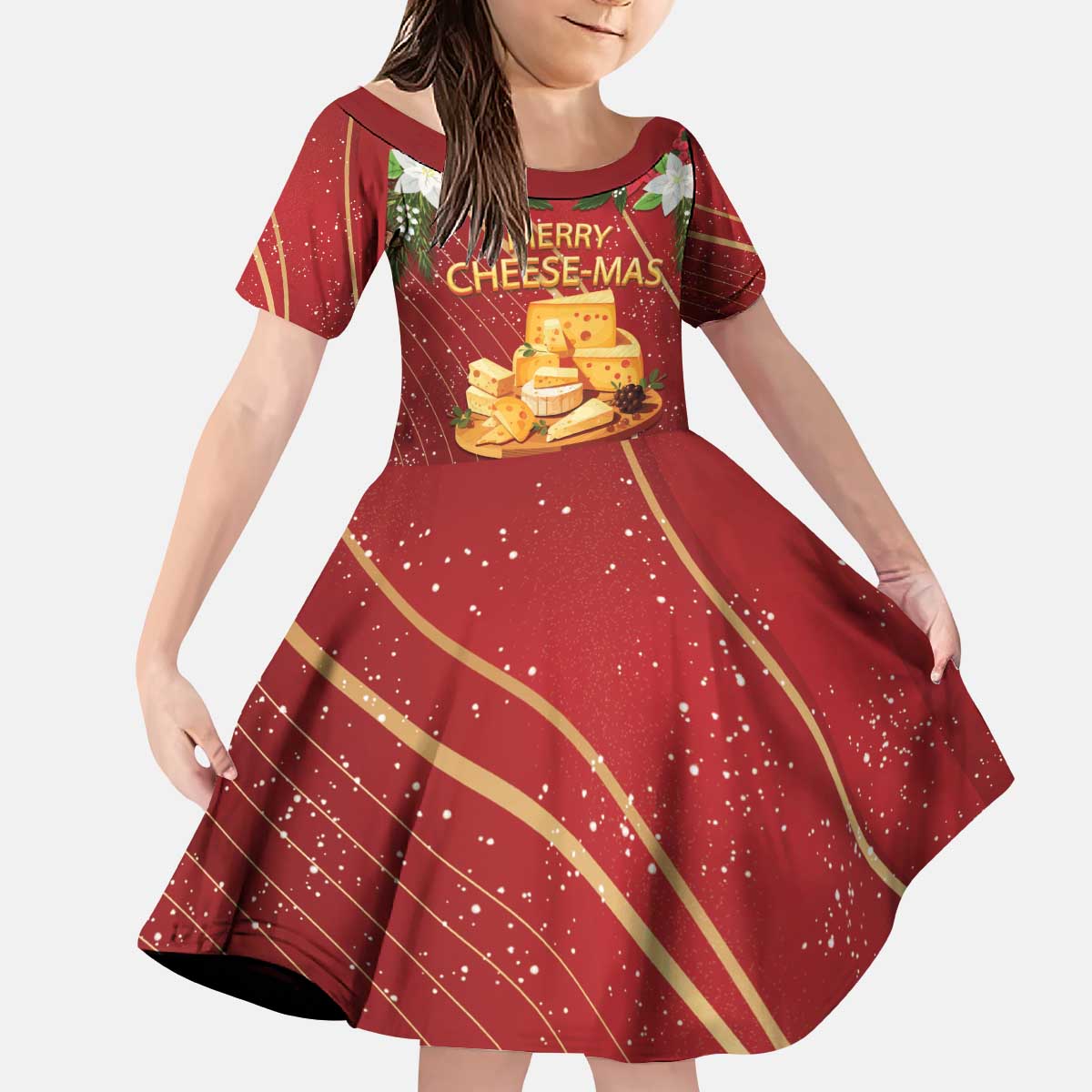 Merry Cheesemas Kid Short Sleeve Dress Switzerland Frohe Weihnachten - Wonder Print Shop