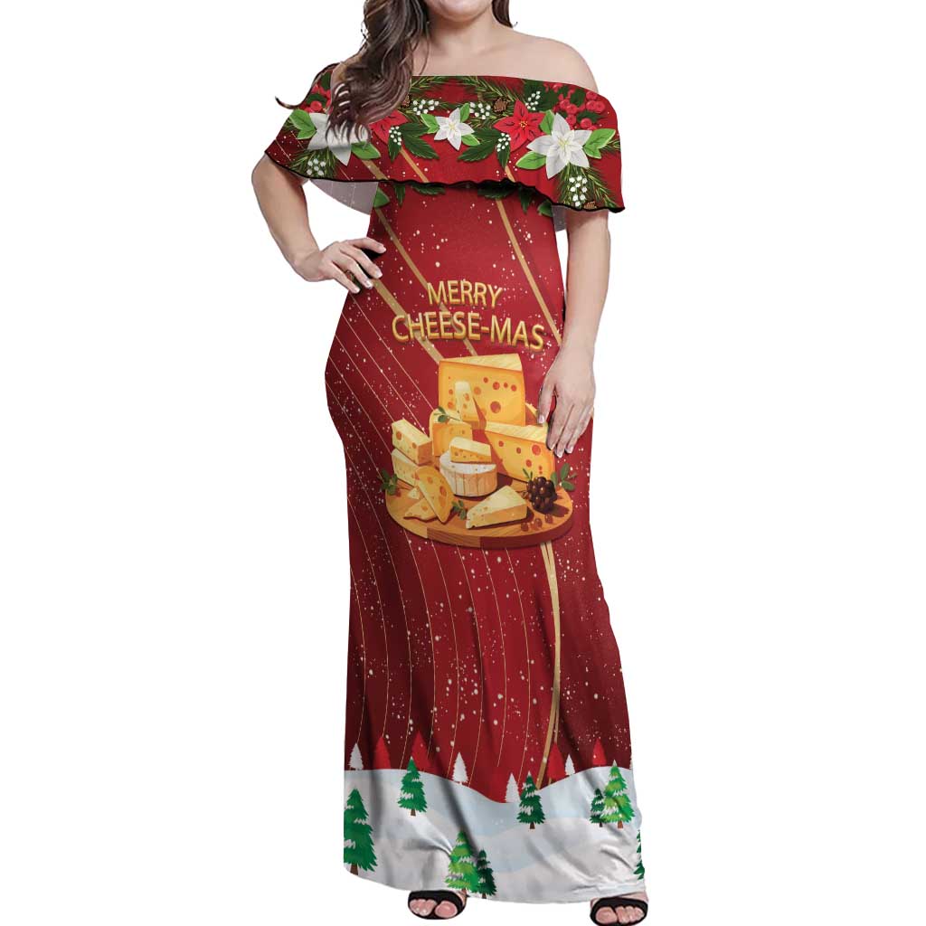 Merry Cheesemas Off Shoulder Maxi Dress Switzerland Frohe Weihnachten - Wonder Print Shop