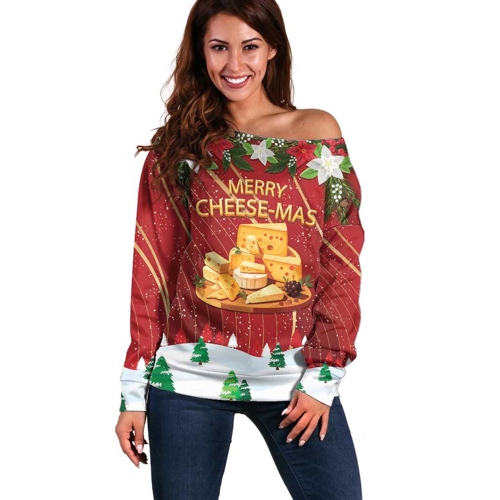 Merry Cheesemas Off Shoulder Sweater Switzerland Frohe Weihnachten - Wonder Print Shop