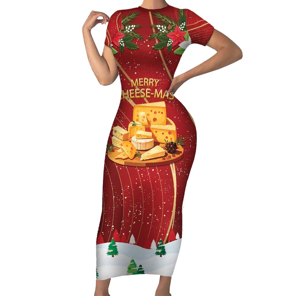 Merry Cheesemas Short Sleeve Bodycon Dress Switzerland Frohe Weihnachten