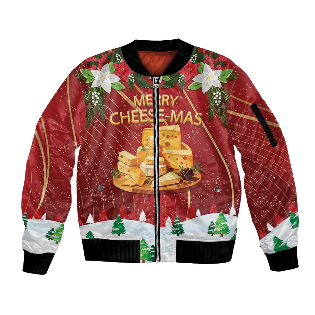 Merry Cheesemas Sleeve Zip Bomber Jacket Switzerland Frohe Weihnachten