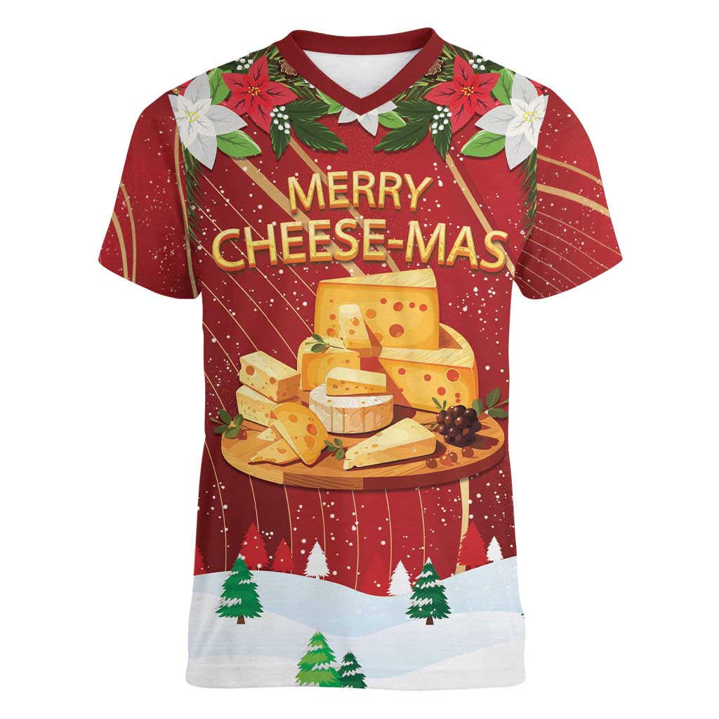 Merry Cheesemas Women V-Neck T-Shirt Switzerland Frohe Weihnachten