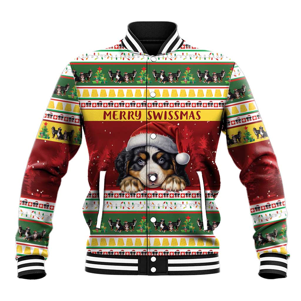 Merry Swissmas Bernese Mountain Dog Baseball Jacket Switzerland Christmas Pattern LT9 - Wonder Print Shop