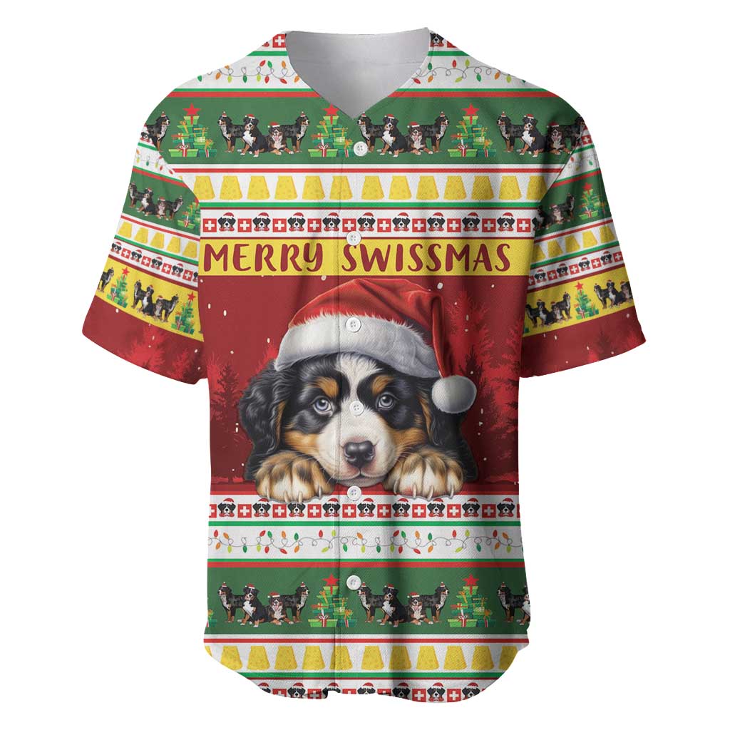 Merry Swissmas Bernese Mountain Dog Baseball Jersey Switzerland Christmas Pattern LT9 - Wonder Print Shop