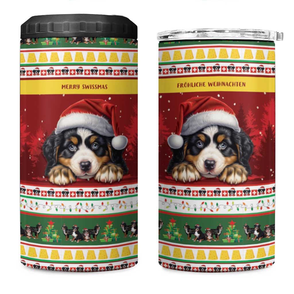 Merry Swissmas Bernese Mountain Dog 4 in 1 Can Cooler Tumbler Switzerland Christmas Pattern LT9 - Wonder Print Shop