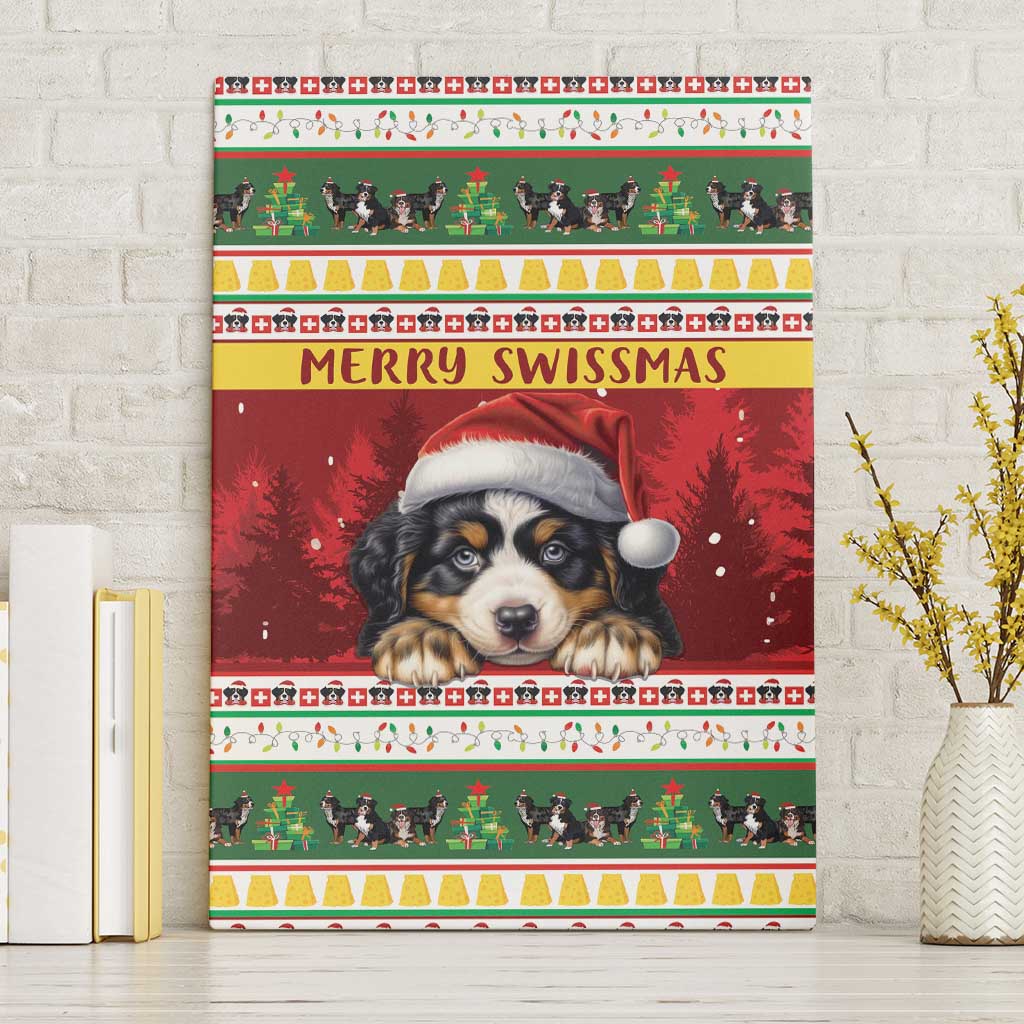 Merry Swissmas Bernese Mountain Dog Canvas Wall Art Switzerland Christmas Pattern LT9 - Wonder Print Shop