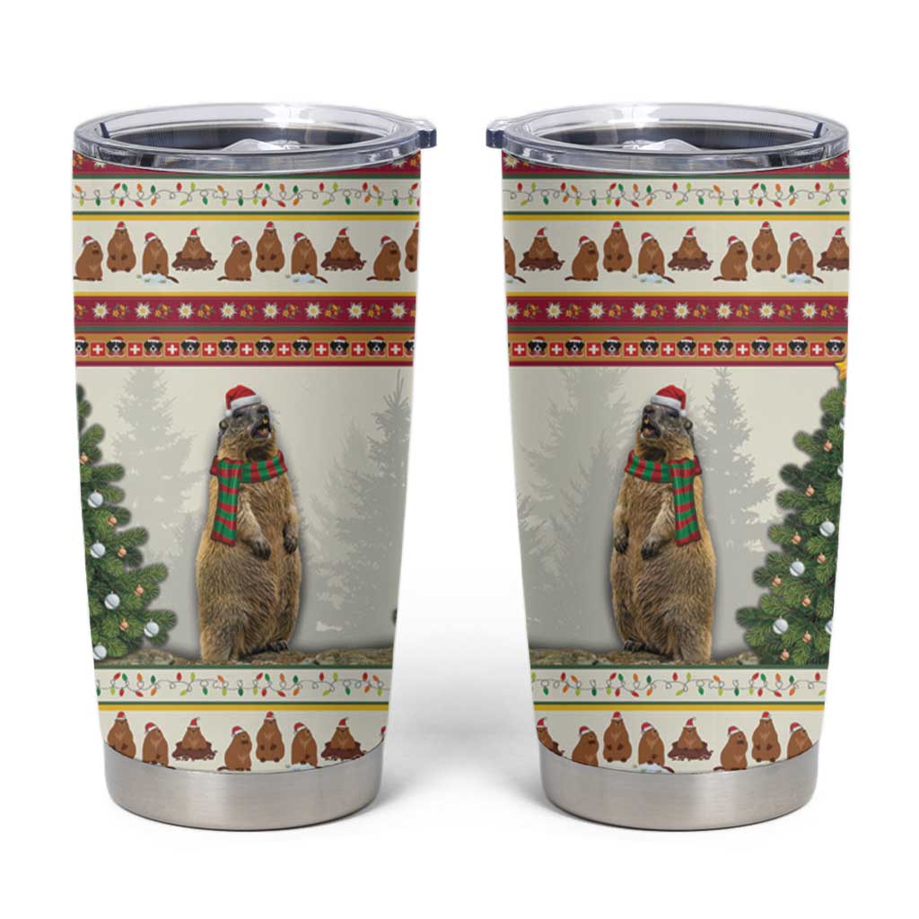 Merry Swissmas Marmot Santa Tumbler Cup Switzerland Christmas Pattern