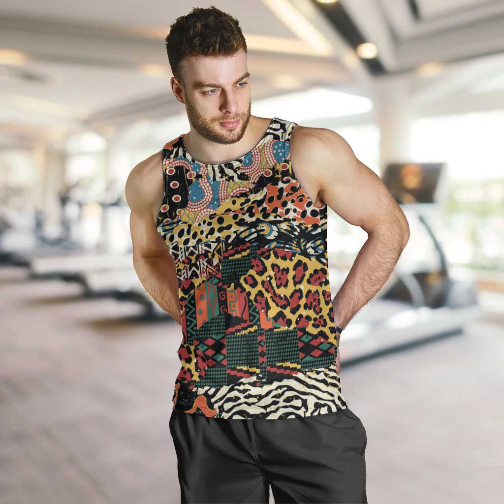 African Mixed Wild Animal Skins Men Tank Top