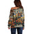 African Mixed Wild Animal Skins Off Shoulder Sweater