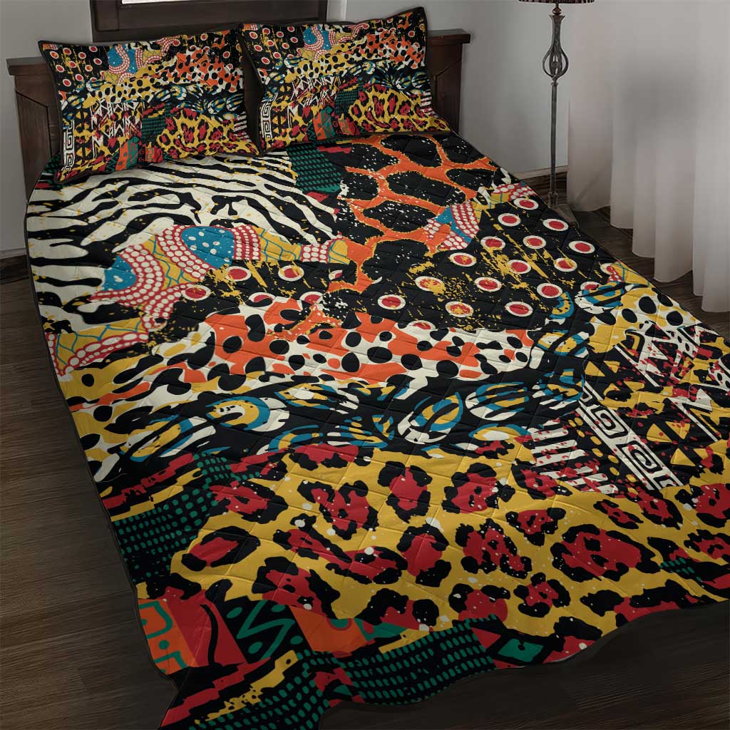 African Mixed Wild Animal Skins Quilt Bed Set - Wonder Print Shop