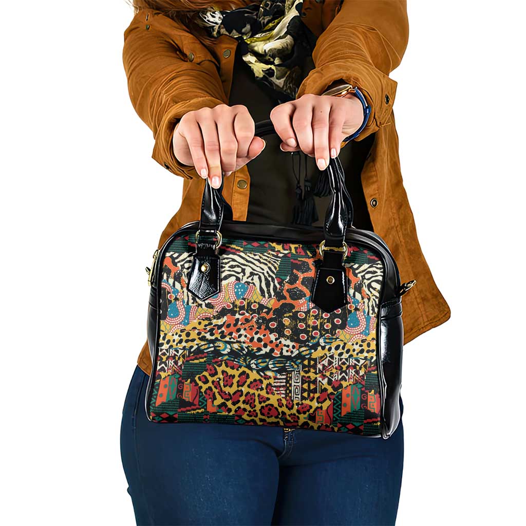 African Mixed Wild Animal Skins Shoulder Handbag