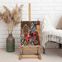 Framed canvas wall art of tribal African woman portraits and animals on easel