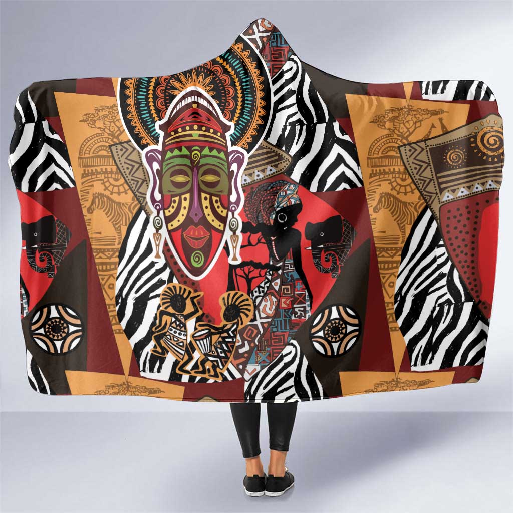 Beautiful African Women Ethnic Motifs Hooded Blanket