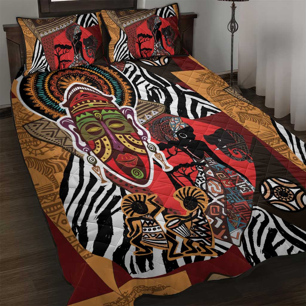 Beautiful African Women Ethnic Motifs Quilt Bed Set - Wonder Print Shop