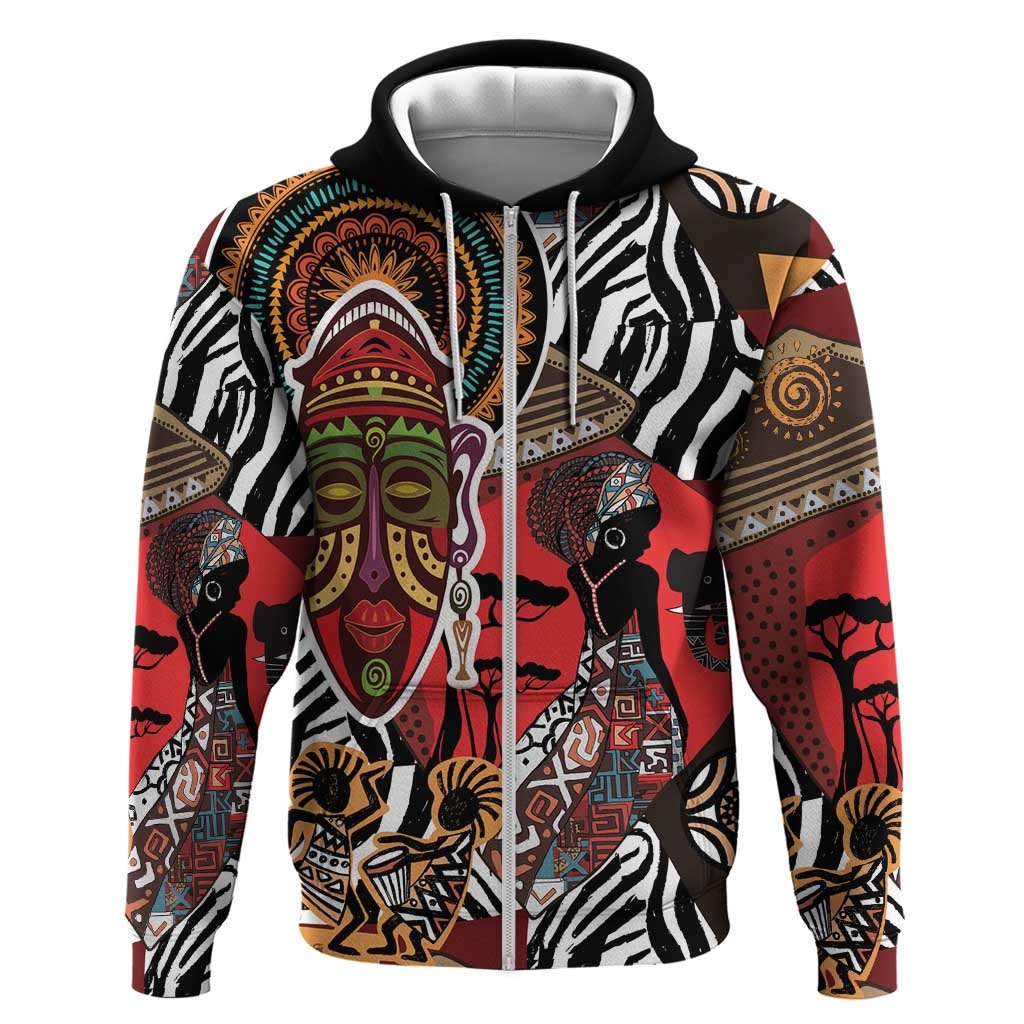 Beautiful African Women Ethnic Motifs Zip Hoodie - Wonder Print Shop