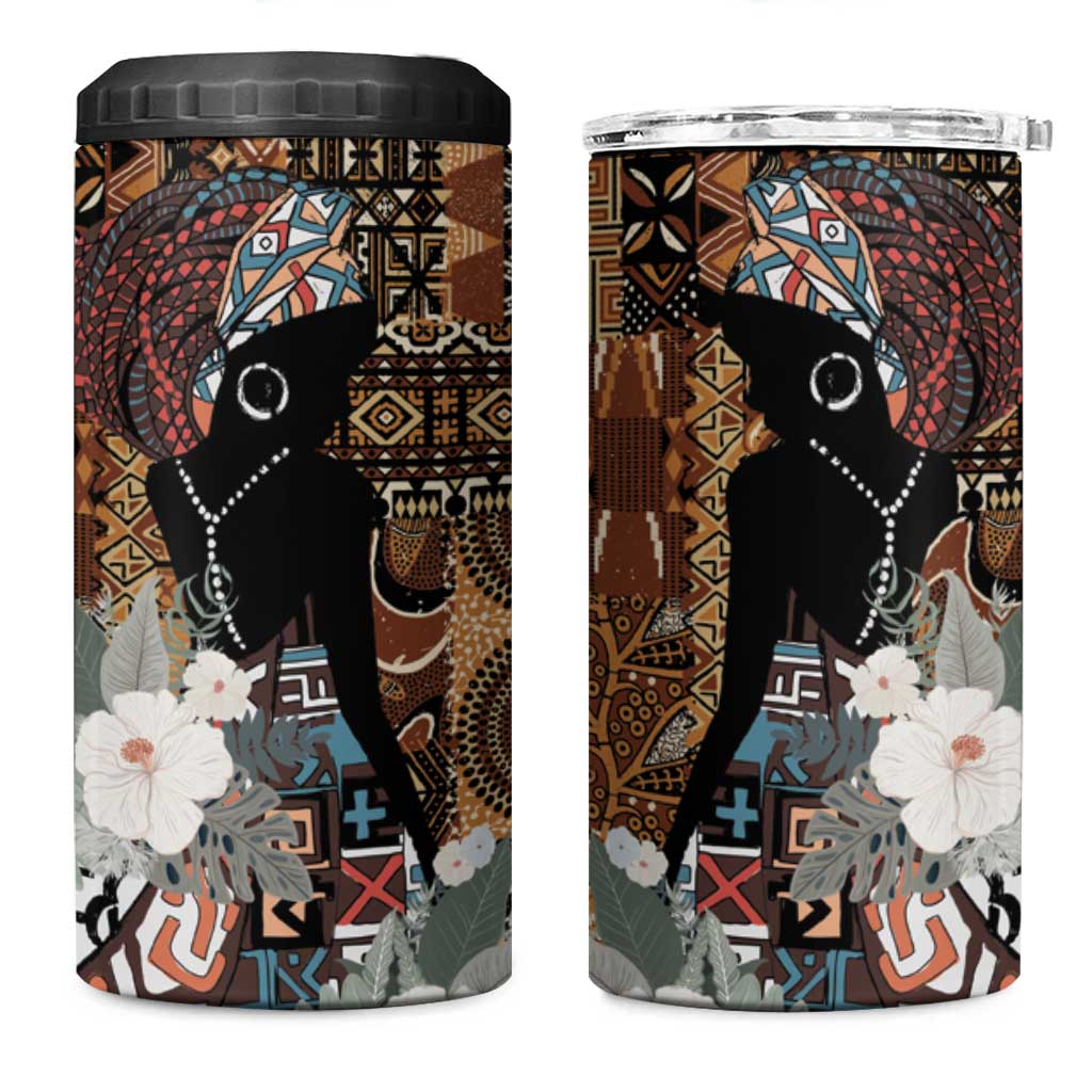 Beautiful Black Woman 4 in 1 Can Cooler Tumbler African Tribal Pattern LT9 - Wonder Print Shop