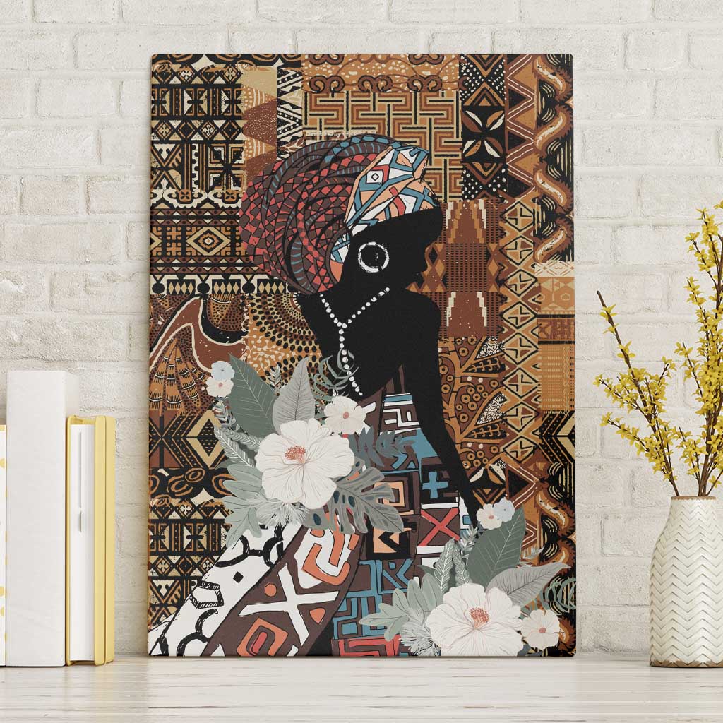 Beautiful Black Woman Canvas Wall Art African Tribal Pattern LT9 - Wonder Print Shop