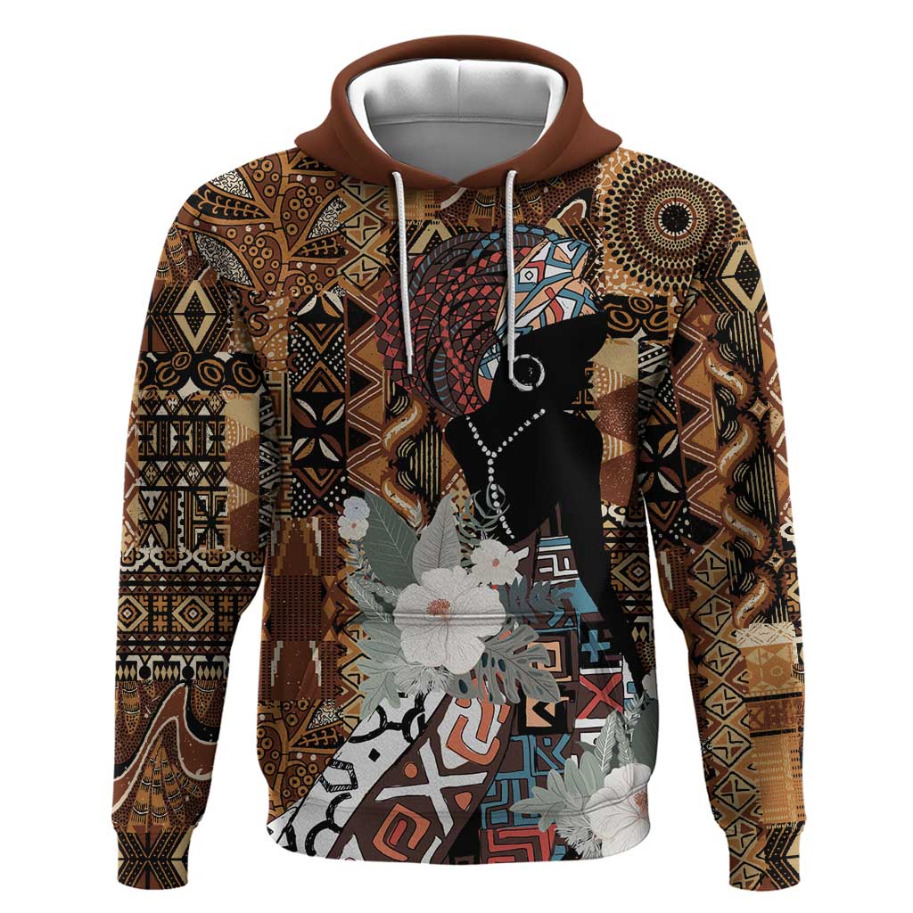 Beautiful Black Woman Hoodie African Tribal Pattern - Wonder Print Shop