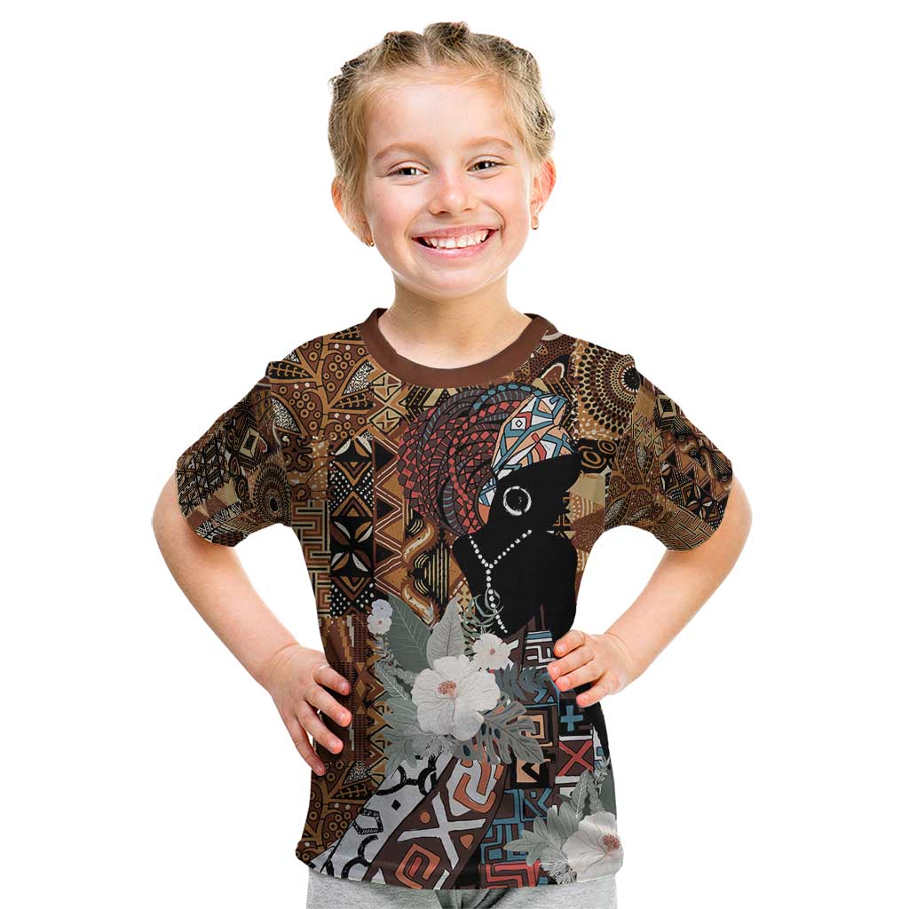 Beautiful Black Woman Kid T Shirt African Tribal Pattern - Wonder Print Shop