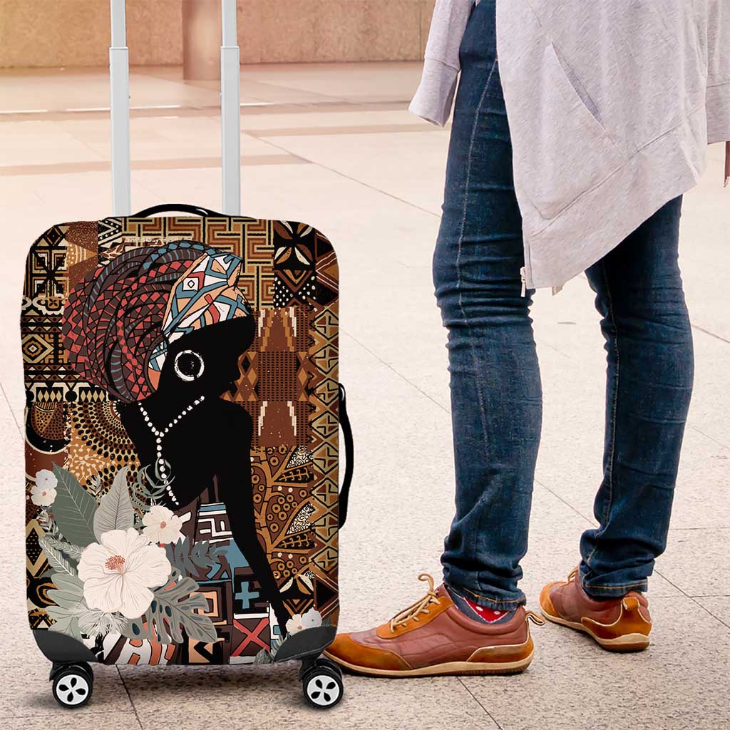 Beautiful Black Woman Luggage Cover African Tribal Pattern