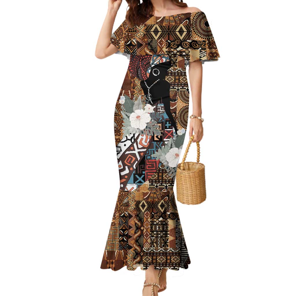 Beautiful Black Woman Mermaid Dress African Tribal Pattern - Wonder Print Shop