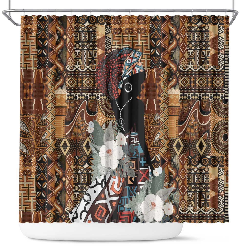 Beautiful Black Woman Shower Curtain African Tribal Pattern