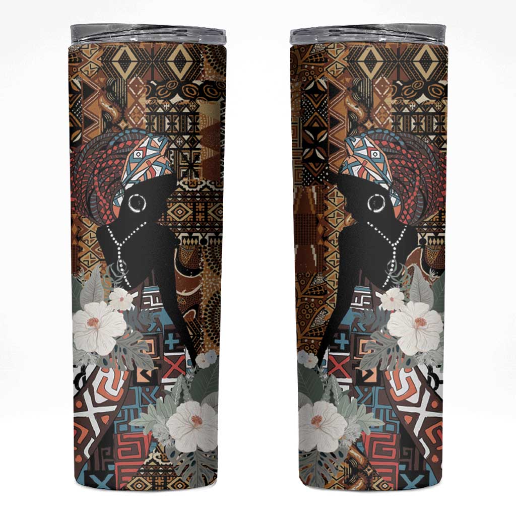 Beautiful Black Woman Skinny Tumbler African Tribal Pattern - Wonder Print Shop