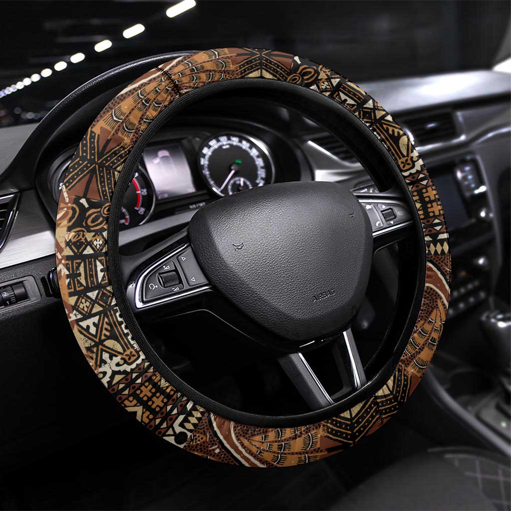 Beautiful Black Woman Steering Wheel Cover African Tribal Pattern - Wonder Print Shop