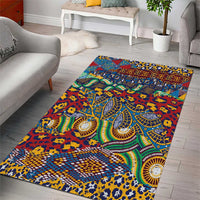 Multicolor patterned area rug with paisley motifs and animal-skin effect, rectangular