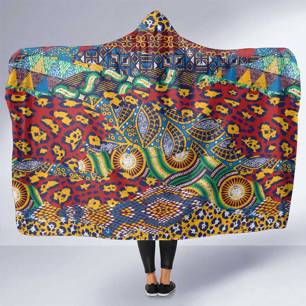 Traditional African Animal Skins Pattern Hooded Blanket