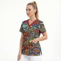 Traditional African Animal Skins Pattern Scrub Top