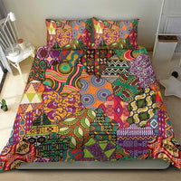 Multicolor patterned duvet cover bedding set with two square pillow shams